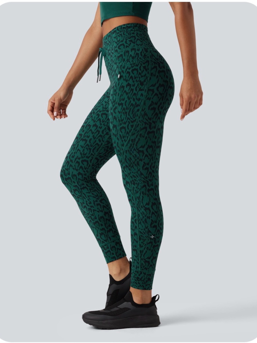 HALARA Dark Green Leopard Print High-Rise Leggings